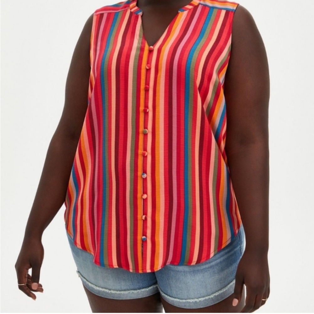 Torrid Vertical Striped Harper Sleeveless Spring Summer Top Tank Size 2X - Picture 1 of 7